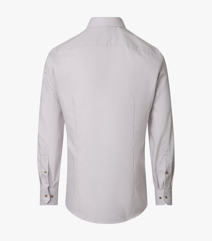 A light beige long-sleeve dress shirt shown from the back, featuring a classic collar, button-down cuffs, and a subtle stitched back design, displayed on a clean white background.