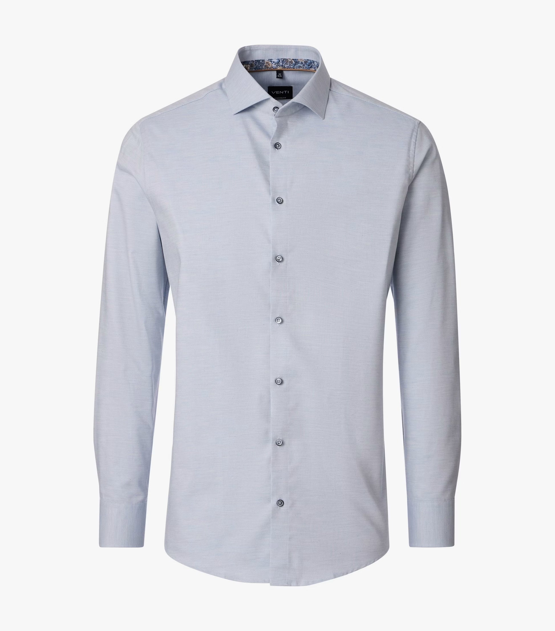 A light blue long-sleeve button-down dress shirt with a classic collar, shown on a clean white background.