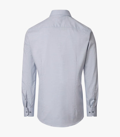A light blue long-sleeve dress shirt shown from the back, displayed on an invisible mannequin against a plain white background.