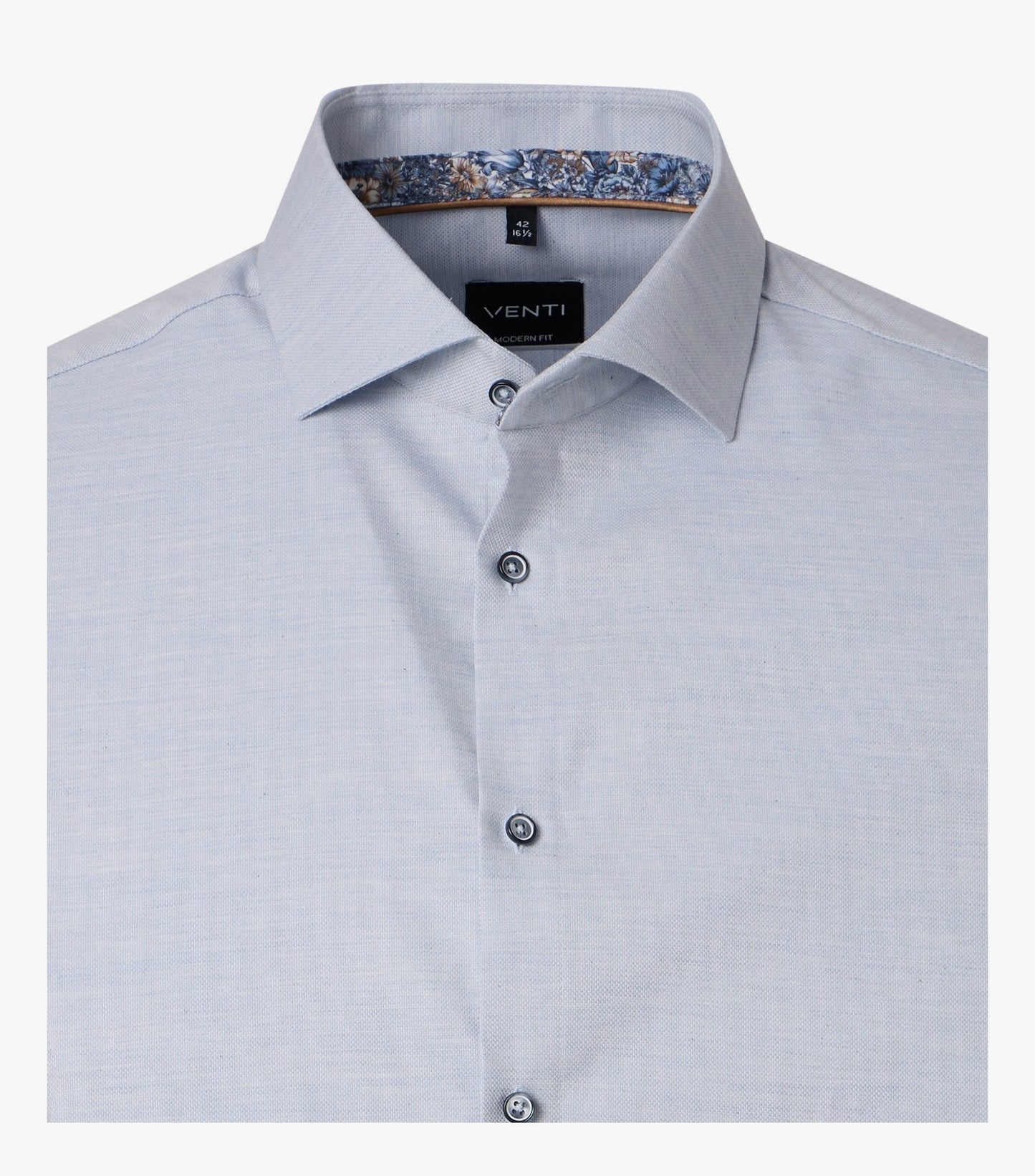 A light blue Venti men's dress shirt with a classic collar, button-down front, and a subtle textured weave, shown against a plain white background.