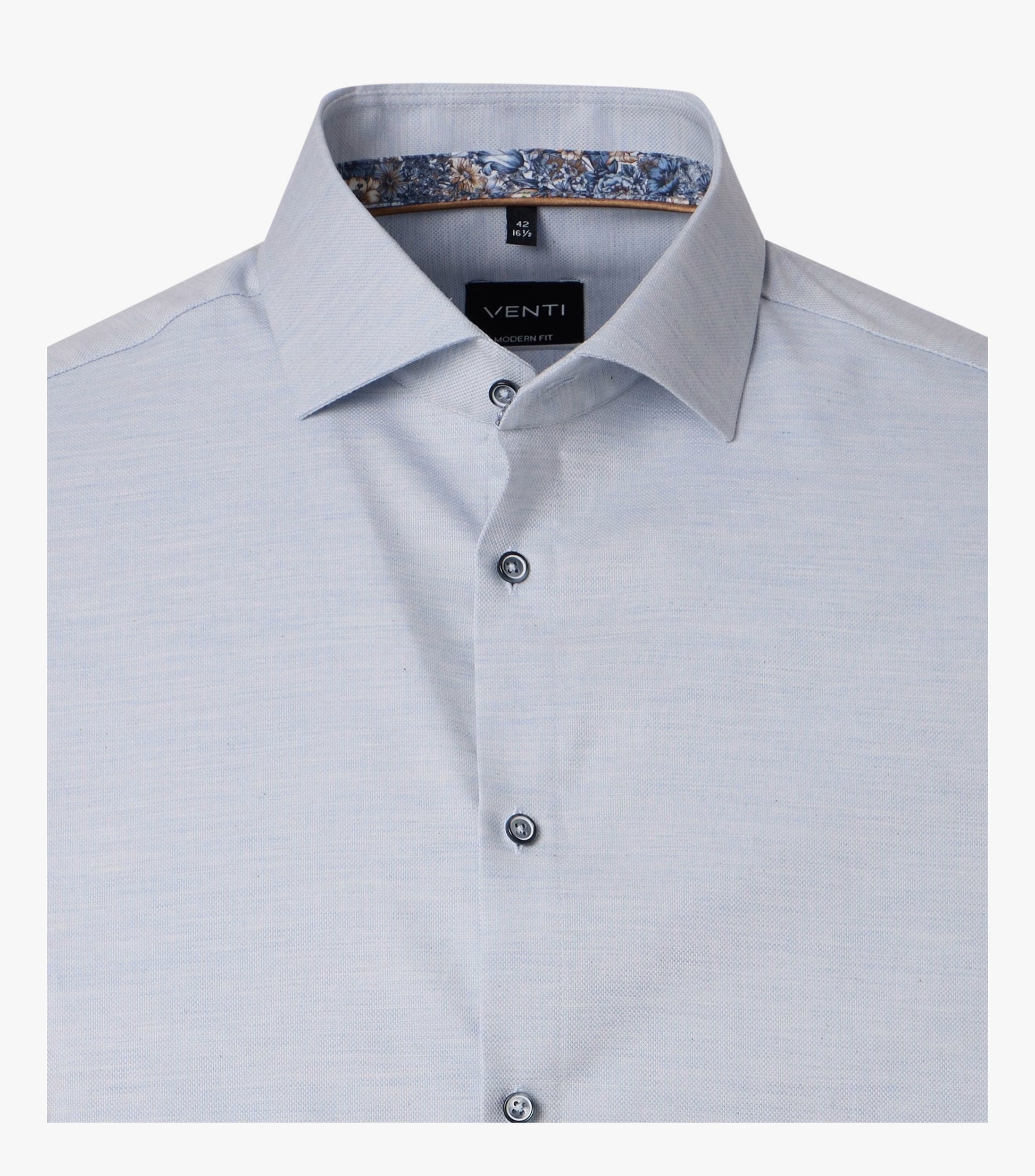 A light blue Venti men's dress shirt with a classic collar, button-down front, and a subtle textured weave, shown against a plain white background.