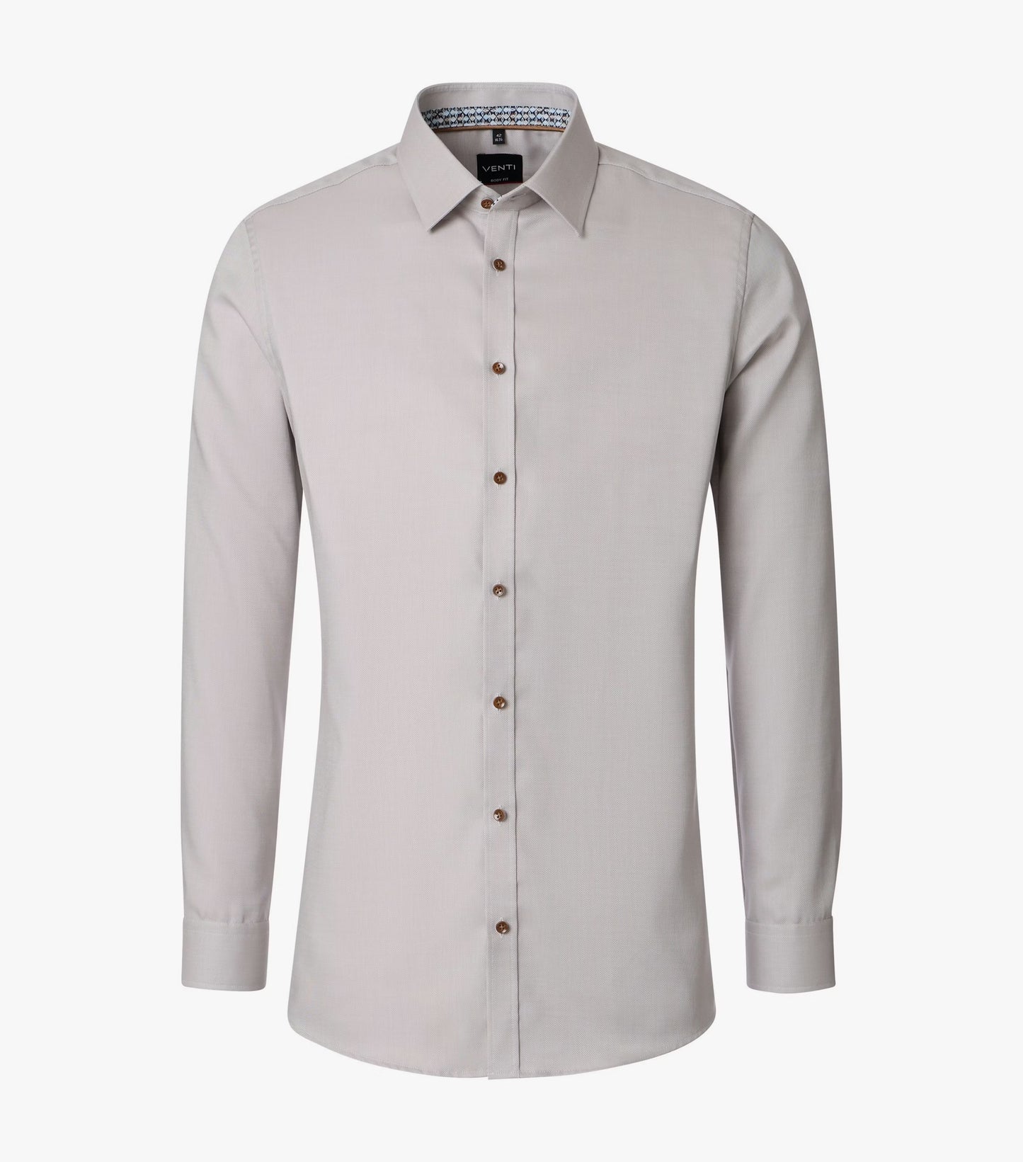 Venti Kent Body Fit City Shirt - Beige