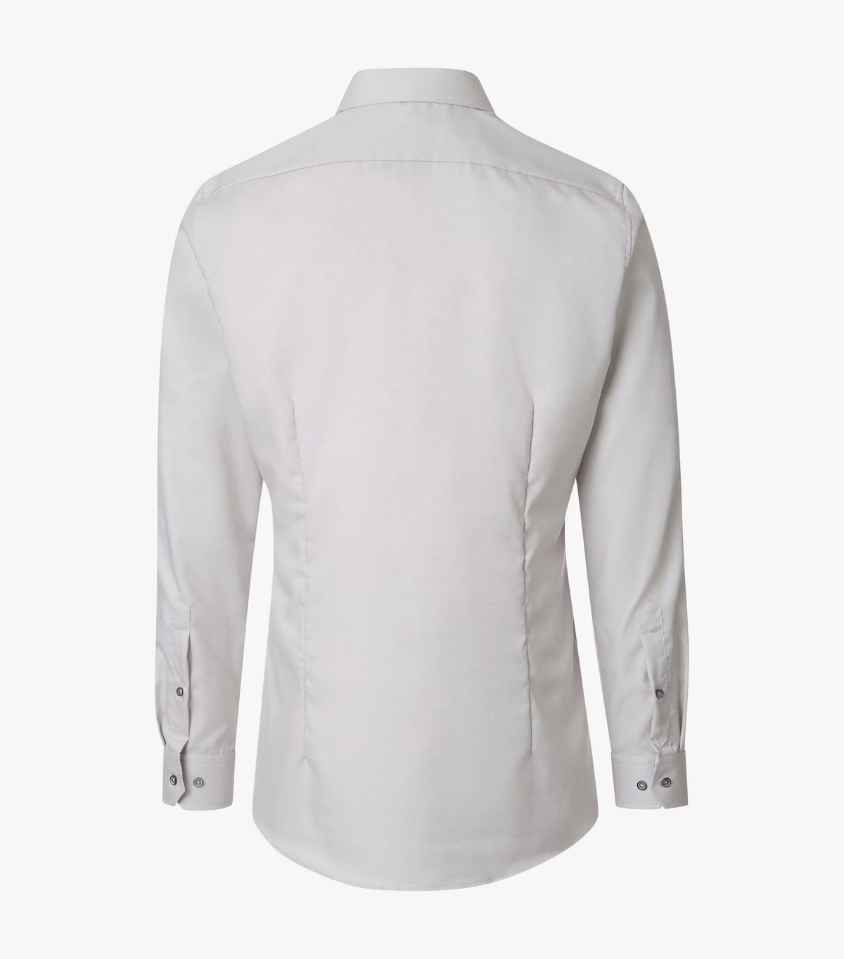 A light gray long-sleeve button-down shirt shown from the back, displayed on a clean white background.