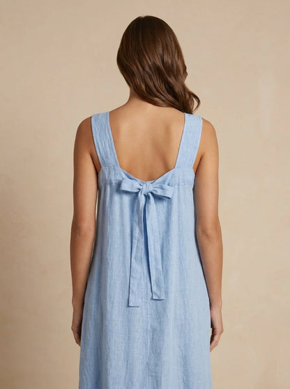 Deck Linen Frill End Dress - Sky
