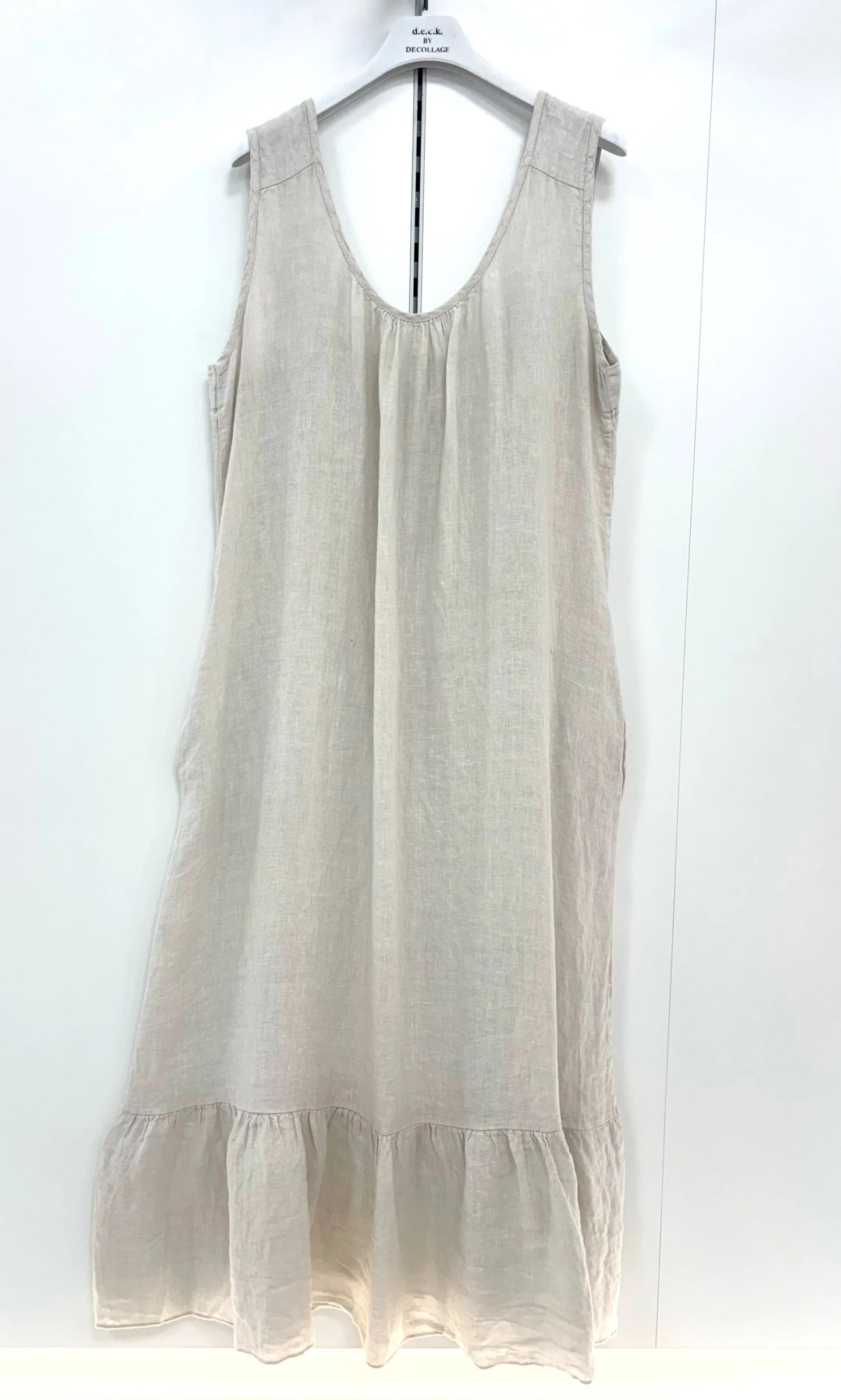 Deck Linen Frill End Dress - Beige
