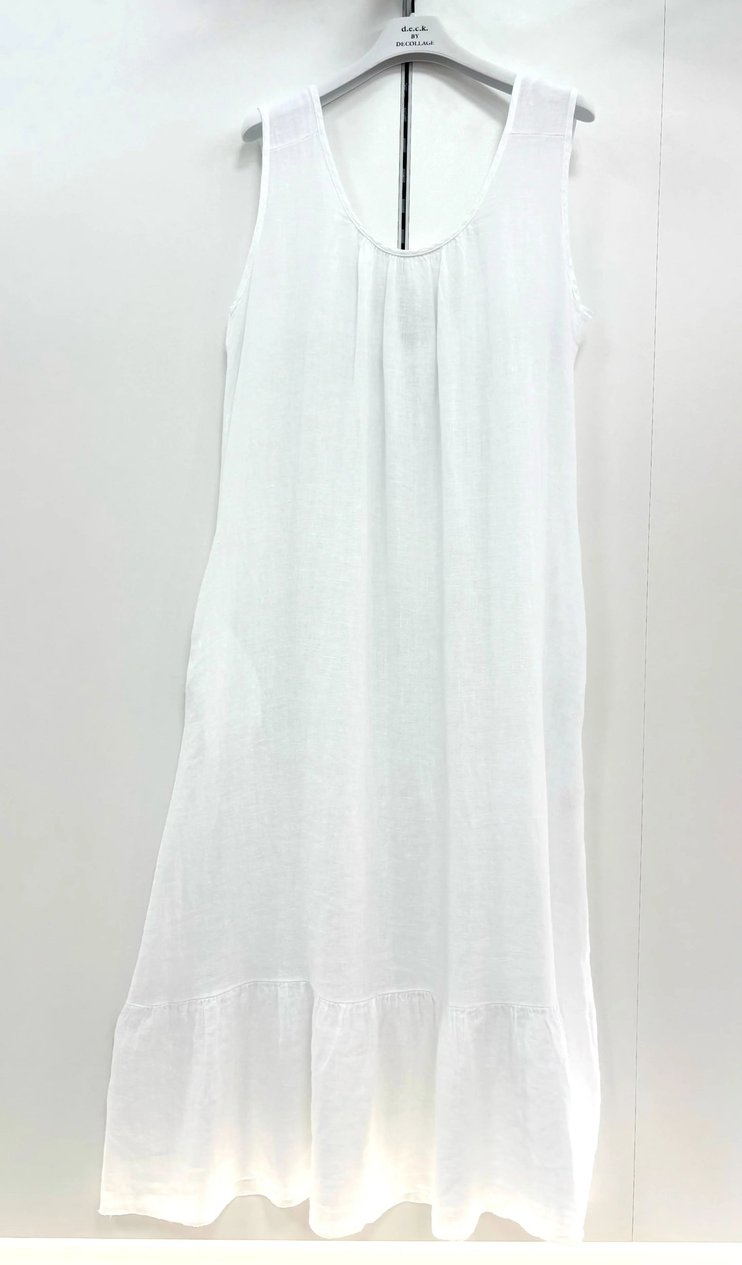 Deck Linen Frill End Dress - White