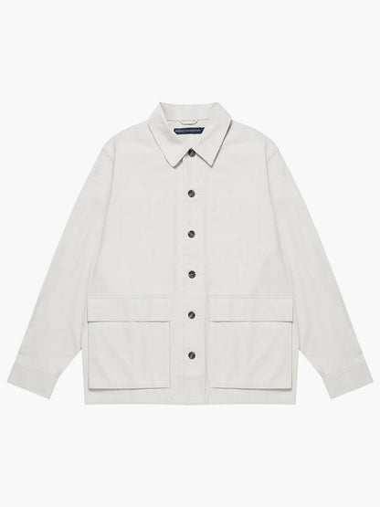 French Connection Cotton Herringbone Chore Overshirt - Moonstruck