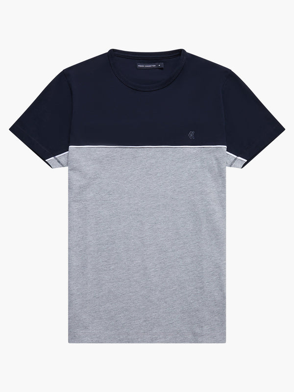 French Connection Block T-Shirt - Navy/Grey