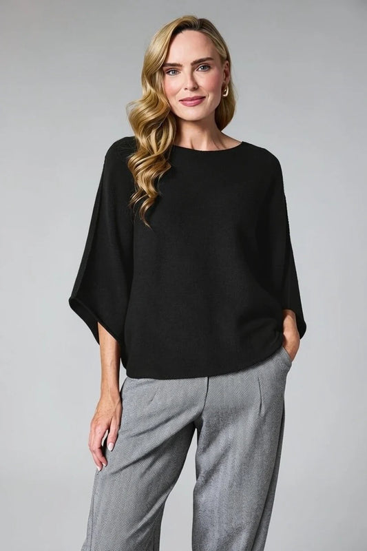 Deck Short Sleeve Batwing Knit - Black
