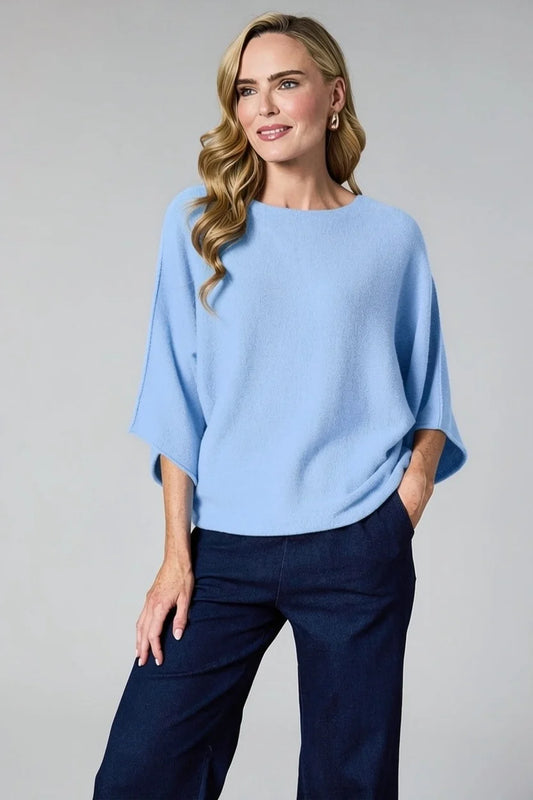 Deck Short Sleeve Batwing Knit - Sky