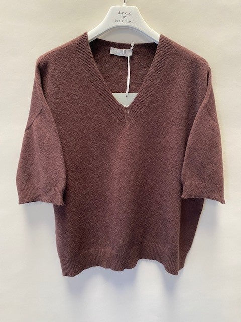 Deck Short Sleeve V-Neck Knit - Choko