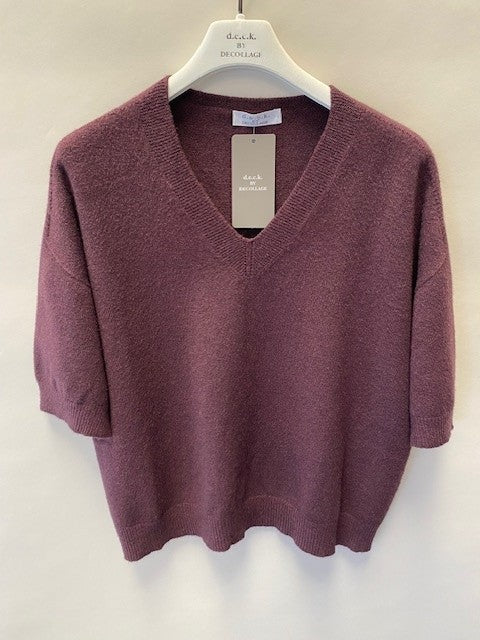 Deck Short Sleeve V-Neck Knit - Mulberry