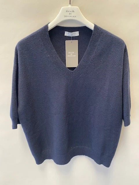 Deck Short Sleeve V-Neck Knit - Navy