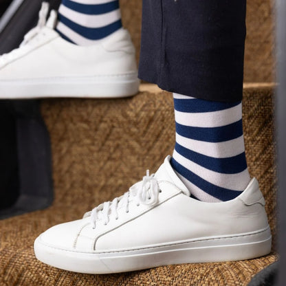 Swole Panda Bamboo Socks - Navy, Red & Mint Striped