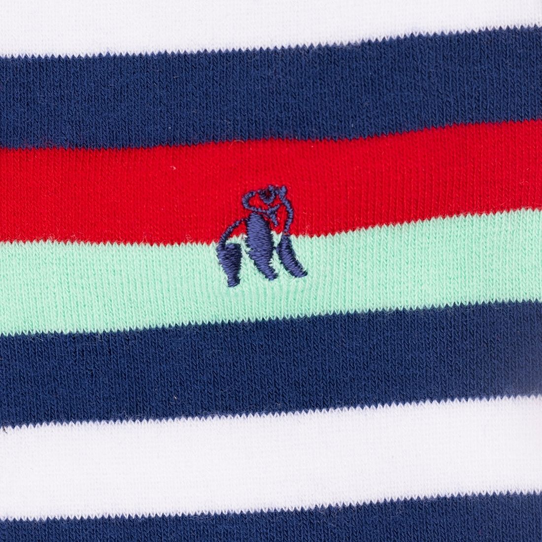 Swole Panda Bamboo Socks - Navy, Red & Mint Striped