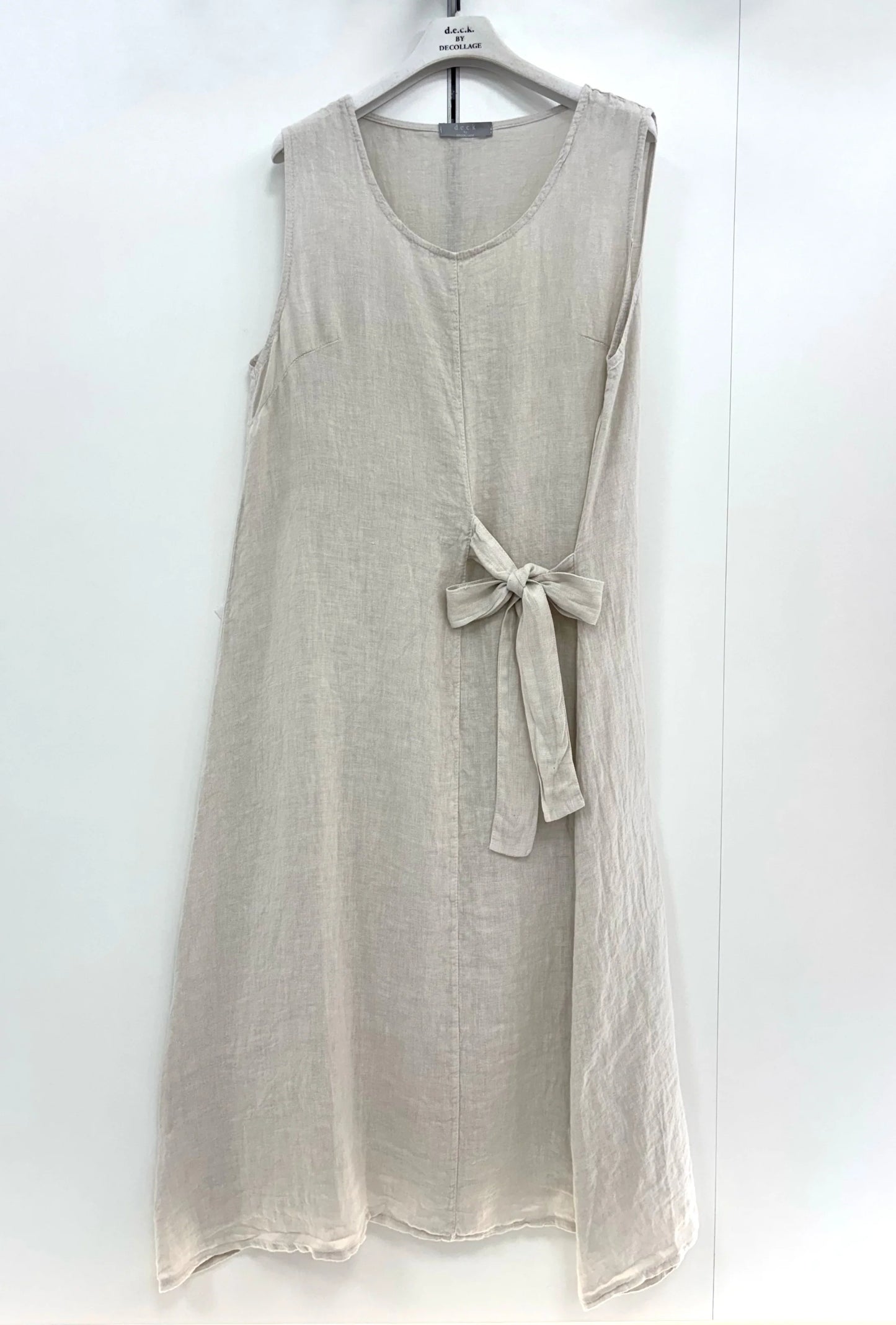 Deck Linen Bow Dress - Beige