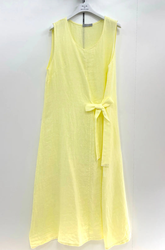 Deck Linen Bow Dress - Lemon