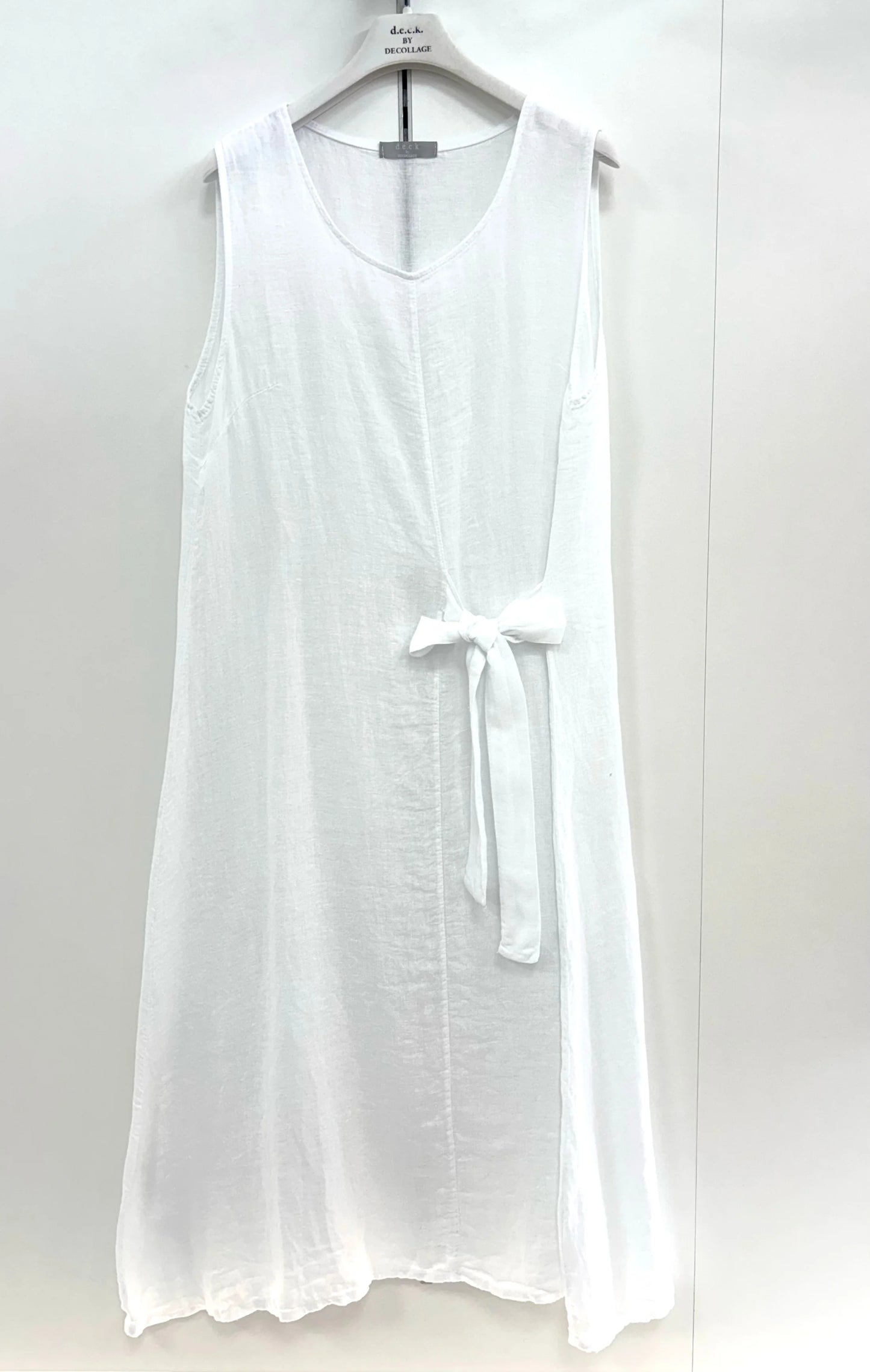 Deck Linen Bow Dress - White