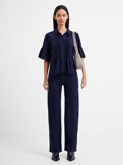 French Connection Crepe Light Pin-Tuck Shirt - Marine