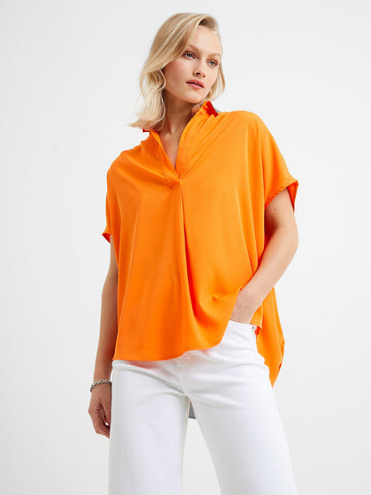 French Connection Cele Recycled Crepe Light Popover Shirt - Orange