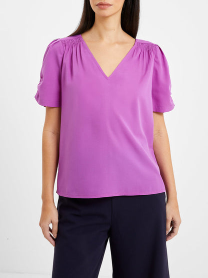 French Connection V-Neck Top - Dahlia
