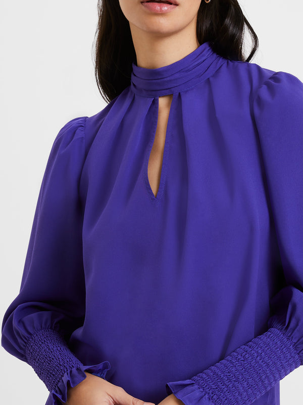 French Connection Crepe Keyhole Top - Cobalt