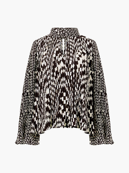 French Connection Fern Arie Pleated Top - Black & Cream