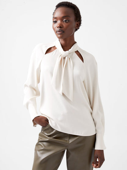 French Connection Carmen Crepe Tie Blouse - Cream