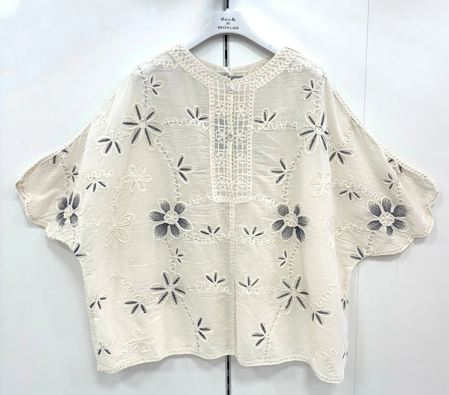 Deck Cotton Embroidery Blouse - Blue
