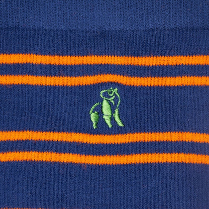 Swole Panda Bamboo Socks - Navy & Orange Stripes