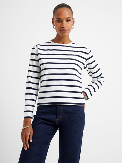 French Connection Rallie Stripe Tee - White/Marine