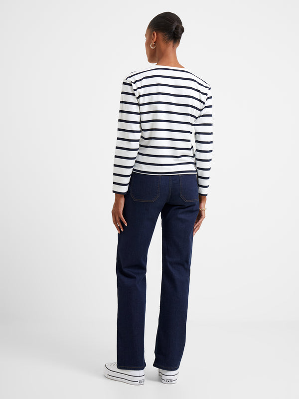 French Connection Rallie Stripe Tee - White/Marine