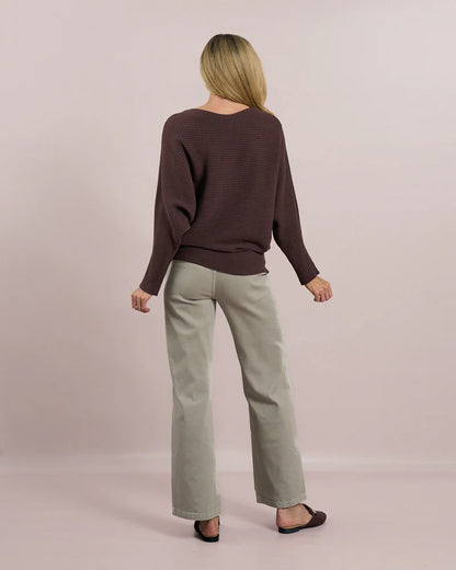 Deck Ribbed Batwing Knit - Choko