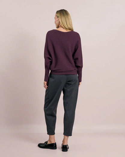 Deck Ribbed Batwing Knit - Mulberry