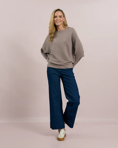 Deck Ribbed Batwing Knit - Taupe