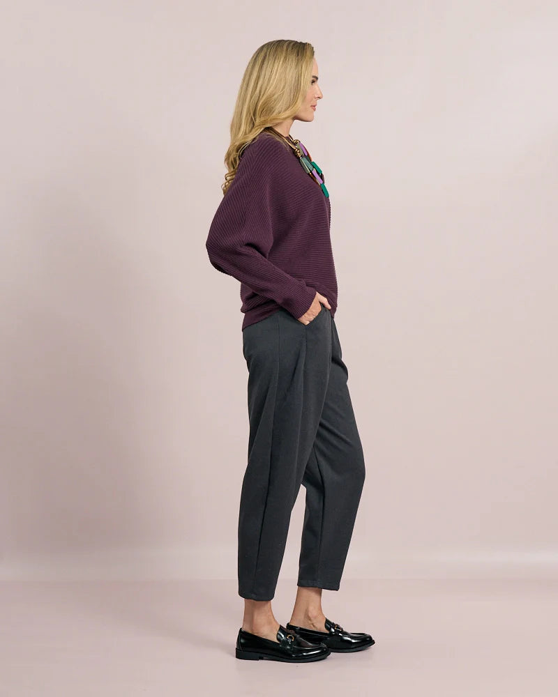 Deck Ribbed Batwing Knit - Mulberry