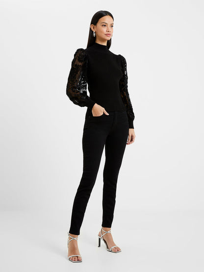 French Connection Burnout Sleeves Jumper - Black