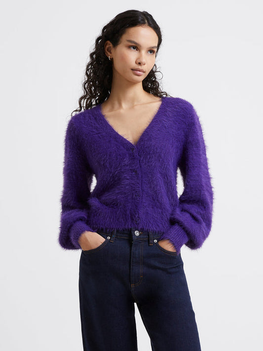 French Connection Meena Fluffy Cardigan -  Cobalt Violet