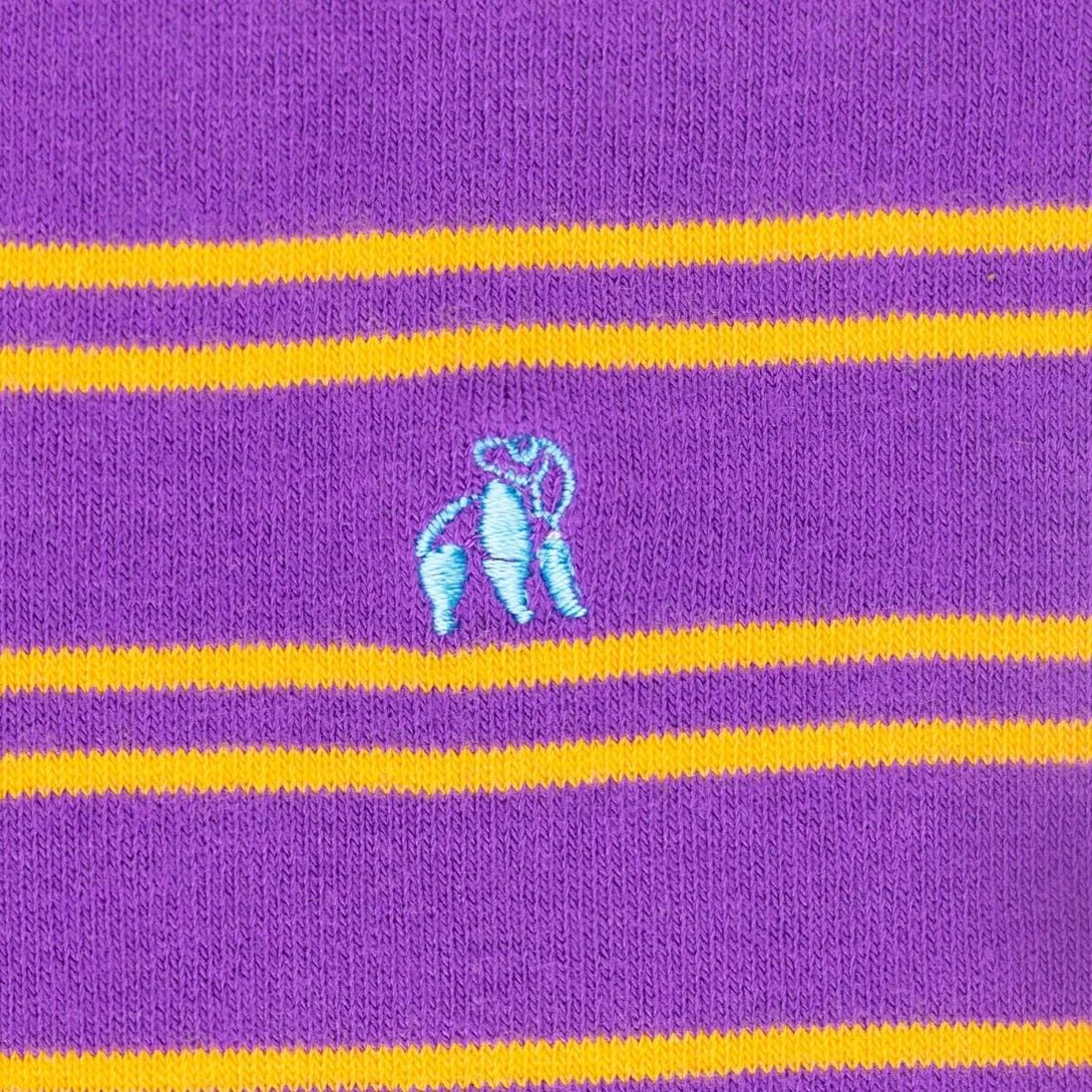 Swole Panda Bamboo Socks - Purple & Yellow Striped