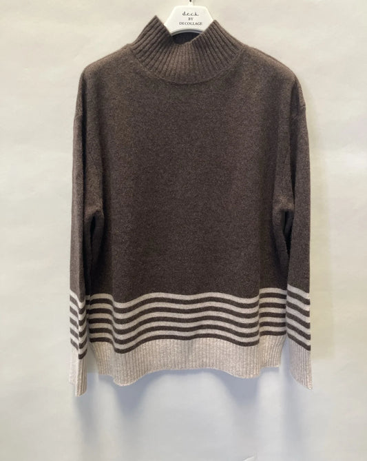 Deck Wool Stripe Knit Jumper - Choko 83719