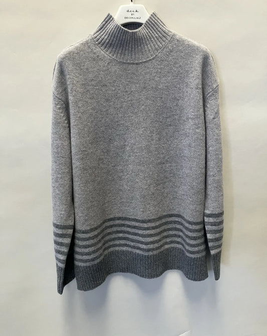 Deck Wool Stripe Knit Jumper - Grey 83719