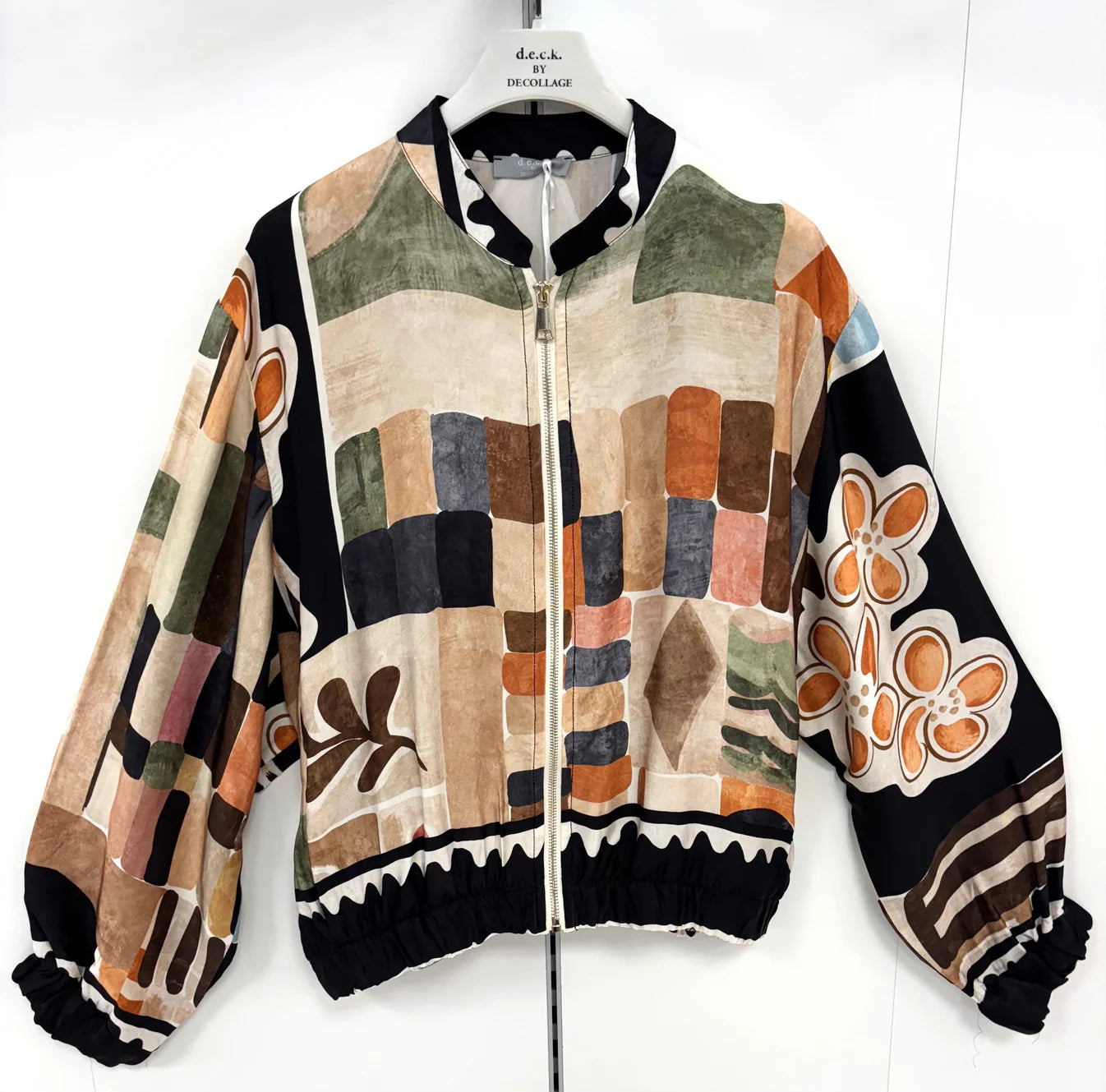 Deck Printd Bomber Jacket - Abstract Black