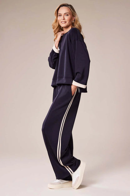 Deck Stripe Leisure Trouser - Navy