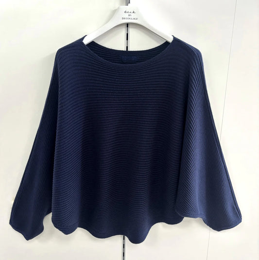 Deck Ribbed Batwing Knit - Navy