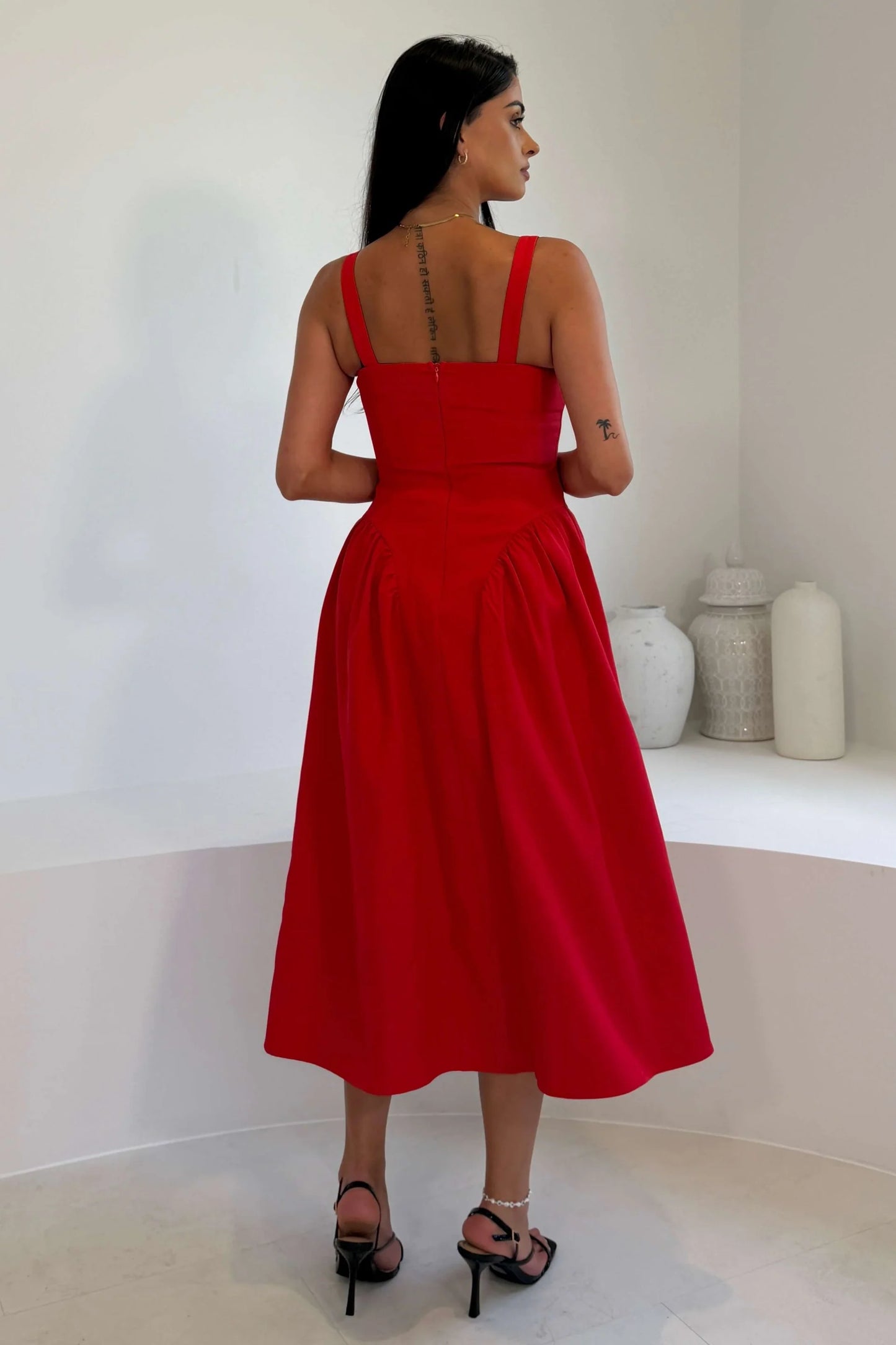 Girl In Mind Autumn Strappy Maxi Dress - Red