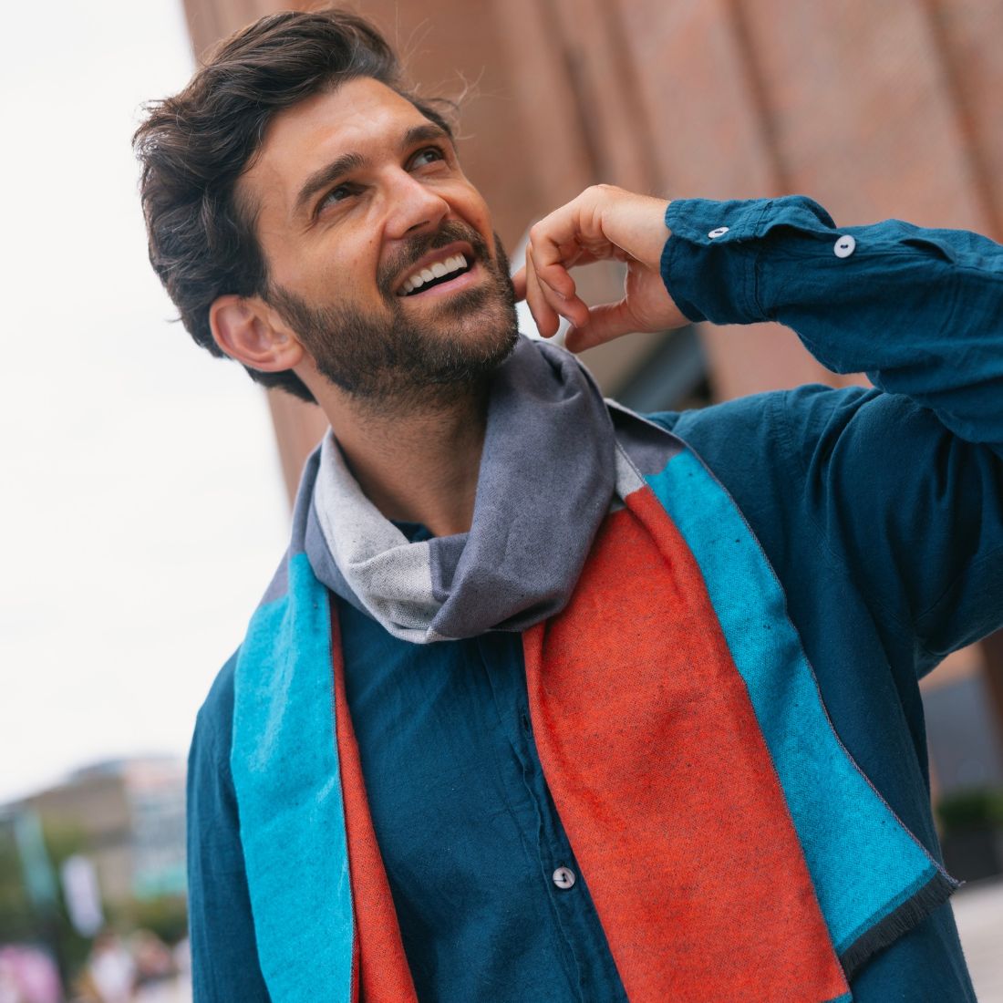 Swole Panda Bamboo Scarf - Orange Stripe