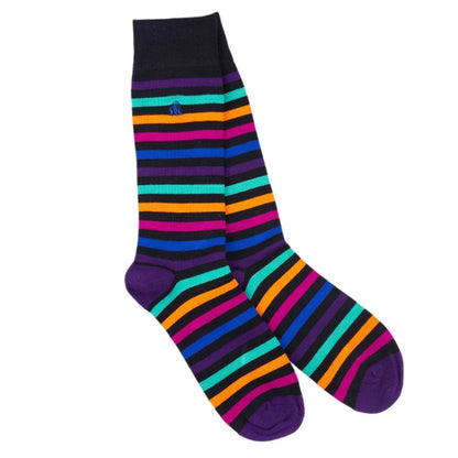 Swole Panda Bamboo Socks - Black Multi striped