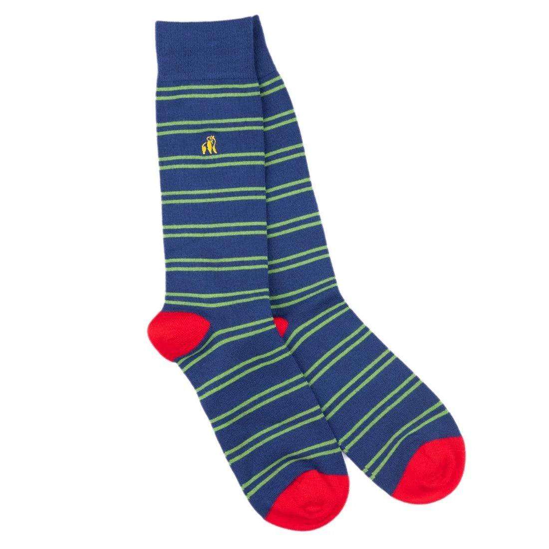 Swole Panda Bamboo Socks - Green & Blue Striped