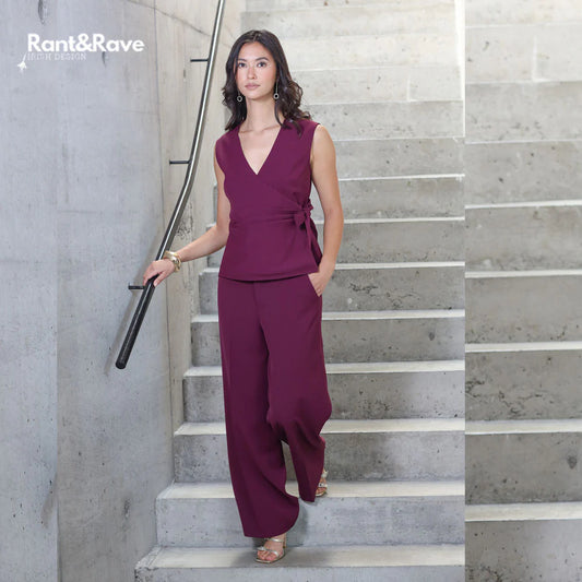 Rant & Rave Allyson Wide Leg Trousers - Cranberry
