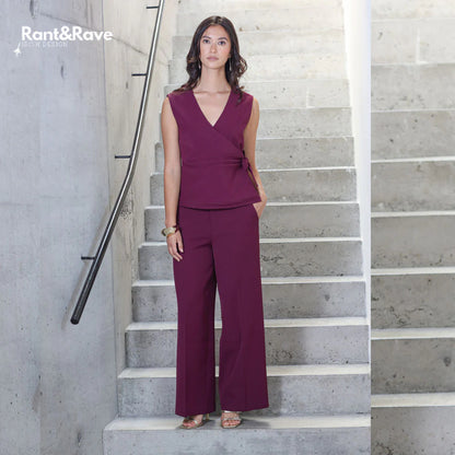 Rant & Rave Allyson Wide Leg Trousers - Cranberry